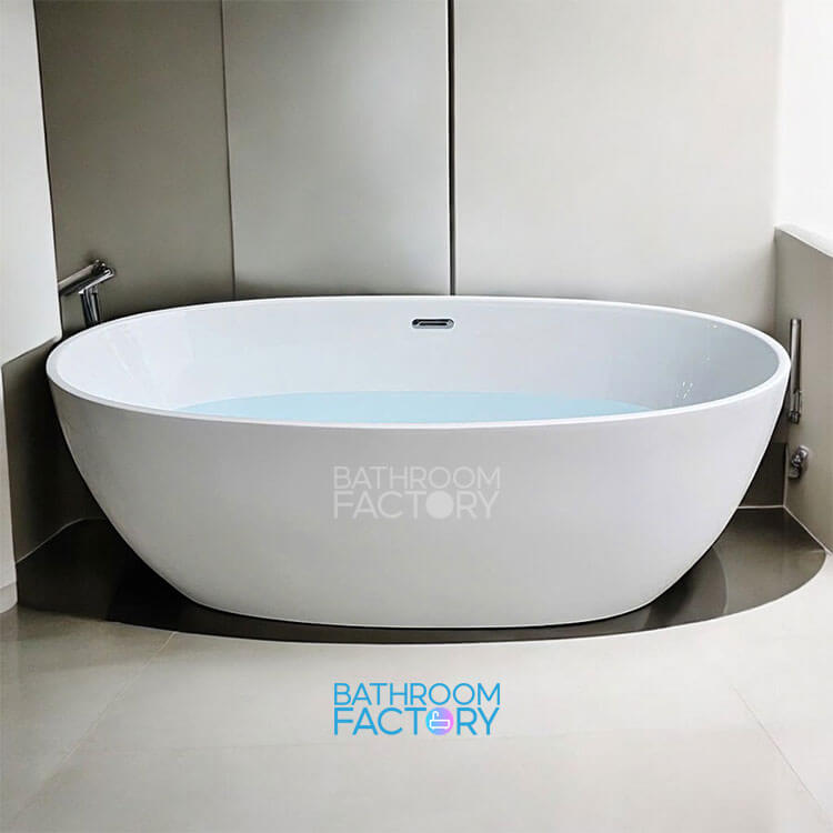 Bồn tắm acrylic hình trứng thành dày màu trắng mã 2401