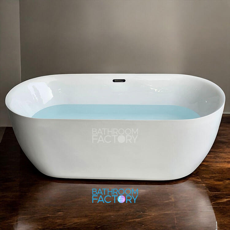 Bồn tắm acrylic oval bầu thành mỏng màu trắng mã 2404