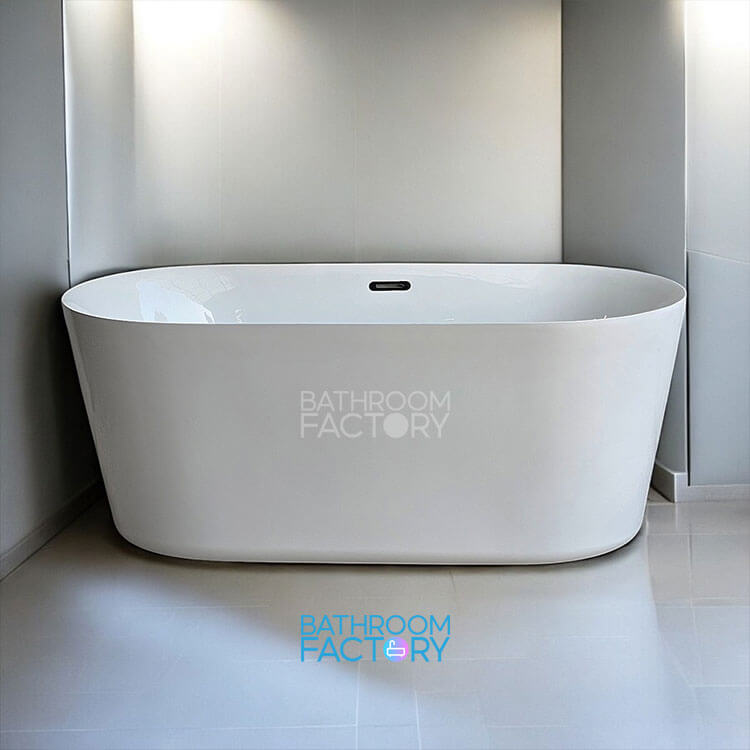 Bồn tắm acrylic oval bầu thành mỏng màu trắng mã 2405