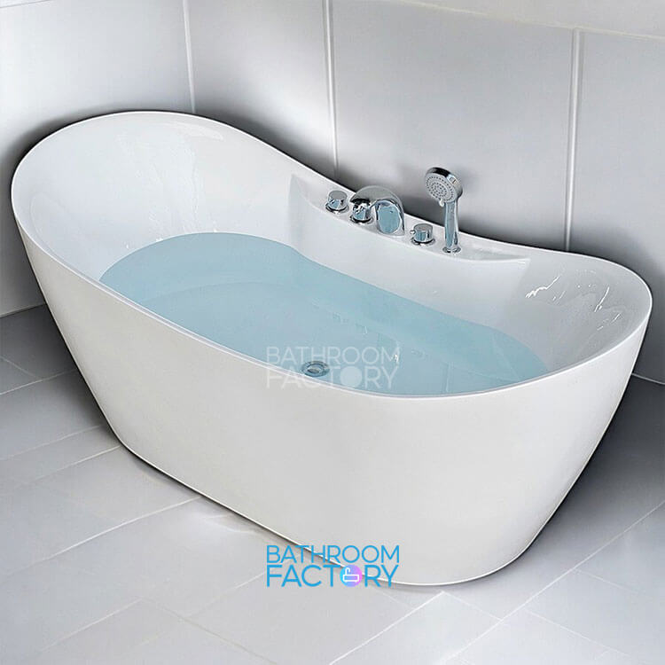 Bồn tắm acrylic oval bầu thành mỏng màu trắng mã 2423