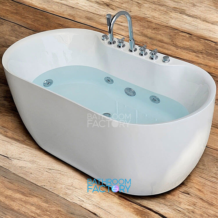 Bồn tắm acrylic oval bầu thành mỏng màu trắng mã 2424