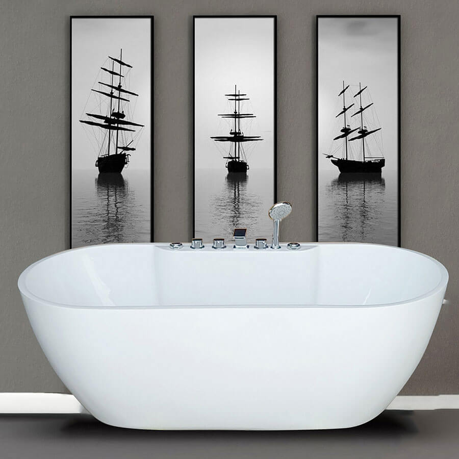 Bồn tắm oval thành dày 1m7 có bệ ngồi massage | mã 2427