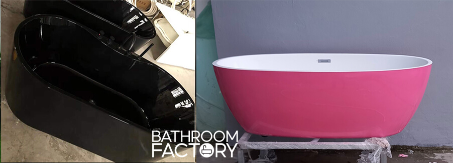 Các mẫu bồn tắm acrylic màu tiêu chuẩn đen và hồng trắng