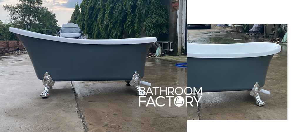 Bồn tắm chân rồng acrylic xám trắng