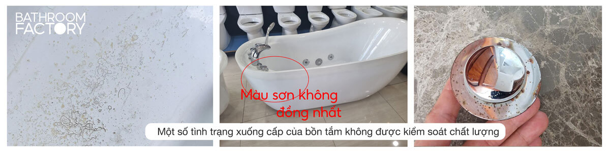 Một số bồn tắm không đạt tiêu chuẩn chất lượng
